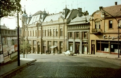 Magyarország, Veszprém, Kossuth Lajos utca a Brusznyai Árpád utca (Bajcsy-Zsilinszky út) felé nézve., 1968, Herth Viktória dr, Bodó Emma, színes, német gyártmány, Trabant-márka, utcakép, Fortepan #76535