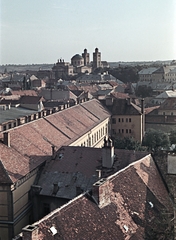 Magyarország, Eger, kilátás a Minaretből a Főszékesegyház felé., 1966, Erky-Nagy Tibor, színes, Bazilika, látkép, klasszicizmus, székesegyház, Hild József-terv, Fortepan #76645