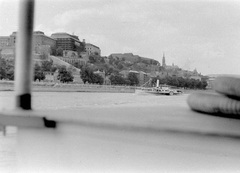 Magyarország, Budapest, a budai Vár egy dunai hajó fedélzetéről nézve., 1962, Fortepan, hajó, látkép, gőzhajó, lapátkerekes hajó, Dunaföldvár/Bácska/Venus hajó, Fortepan #7712