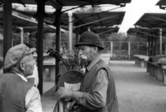 Romania,Transylvania, 1990, tm, portrait, hat, market, men, moustache, flower, cap, vest, Fortepan #77551