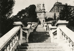 Hungary, Budapest I., Ybl Miklós óriáslépcsője a déli kortinafalon, végében a neoreneszánsz lépcsőházi épület., 1900, Simon Gyula, stairs, Miklós Ybl-design, Budapest, Fortepan #77621