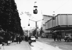 Belgium, Brüsszel, Világkiállítás (EXPO 58), jobbra Ausztria és Franciaország pavilonja., 1958, Fülöp Imre, Kalocsai István, Opel-márka, teherautó, nemzetközi vásár, automobil, Fortepan #77992