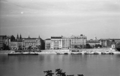 Magyarország, Budapest V., kilátás a Gellérthegyről a Belgrád (Ferenc József) rakpart felé., 1942, Berkó Pál, Budapest, Fortepan #78590