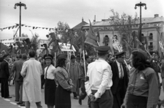 Magyarország, Budapest XIV., Hősök tere, május 1-i ünnepség., 1947, Berkó Pál, Budapest, felvonulás, Fortepan #78804