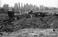 Hungary, Aquincum, Budapest III., Gázos utca a Záhony utca felé nézve., 1946, Berkó Pál, Budapest, women, basket, searching, bucket, Fortepan #78890