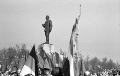 Magyarország, Budapest XIV., Ötvenhatosok tere (Sztálin tér), Sztálin szobor., 1955, Berkó Pál, Sztálin ábrázolás, Budapest, Fortepan #79228