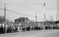 Hungary, Budapest XIV., Thököly út a Hungária körút és Francia út között, szemben a ceglédi vasútvonal felüljárója., 1955, Berkó Pál, march, Budapest, Fortepan #79236