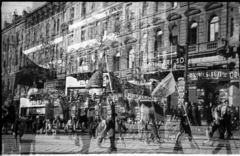 Hungary, Budapest VIII., József körút a Népszínház utca torkolatától nézve. Május 1-i felvonulás., 1946, Berkó Pál, 1st of May parade, erroneous photo, Budapest, Fortepan #79258