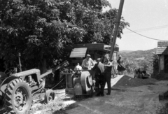 1955, Berkó Pál, tractor, agriculture, threshing machine, harvest, threshing, Fortepan #79290