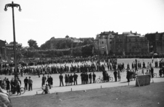 Magyarország, Budapest XIV., Hősök tere, május 1-i ünnepség., 1947, Berkó Pál, Budapest, felvonulás, Fortepan #79343