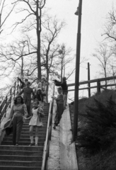 Magyarország, Budapest II., lépcső a villamos-végállomás és a Gyermekvasút (Úttörővasút) végállomása között., 1960, Berkó Pál, Budapest, Fortepan #79359