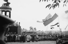 Magyarország, Budapest VIII., Fiumei úti Nemzeti Sírkert (Kerepesi temető), Rajk László, Pálffy György, Szőnyi Tibor és Szalai András újratemetése 1956. október 6-án. Balra a háttérben a Kossuth-mauzóleum., 1956, Berkó Pál, Budapest, mauzóleum, Fortepan #79391