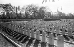 Magyarország, Budapest X., Új Köztemető, az első világháborús olasz hősi halottak parcellája., 1941, Berkó Pál, zászló, temető, síremlék, Budapest, Fortepan #79507