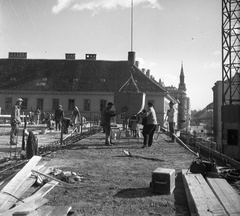 Magyarország, Budapest V., Vigadó (Molotov) tér, ÁMTI (későbbi UVATERV) székház építkezése., 1950, UVATERV, betonozás, Budapest, Fortepan #79583