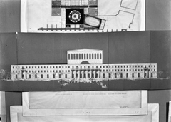 Magyarország, Budapest, a Csepeli Kultúrpalota tervpályázatára készített homlokzatterv., 1951, UVATERV, tervezés, szocreál, Homlokzati terv, tervpályázat, Fortepan #79620