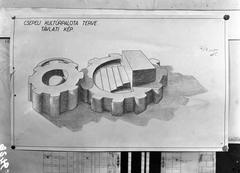 Magyarország, Budapest, a Csepeli Kultúrpalota tervpályázatára készített távlati terv., 1951, UVATERV, tervezés, tervpályázat, Fortepan #79628