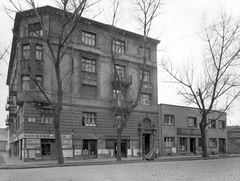 Magyarország, Budapest XIII., Lehet utca - Béke tér sarok., 1951, UVATERV, gyógyszertár, cukrászda, Budapest, Fortepan #79634