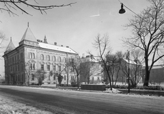 Hungary, Győr, Szent István (Sztálin) út, jobbra a Honvéd liget., 1955, UVATERV, winter, Fortepan #79667