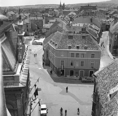 Magyarország, Sopron, Fő (Beloiannisz) tér, a Patika-ház a Tűztoronyból nézve., 1967, UVATERV, Fortepan #79731