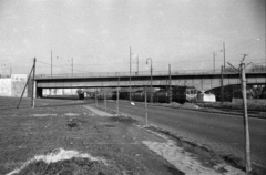 Hungary, Budapest III., Árpád fejedelem útja az Árpád (Sztálin) híd budai hídfőjénél., 1954, UVATERV, bridge, commuter train, Budapest, Duna-bridge, Pál Sávoly-design, János Kossalka-design, beam bridge, Károly Széchy-design, Fortepan #79956