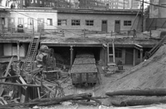 Hungary, Budapest V., Deák Ferenc tér, a metróépítés területe., 1954, UVATERV, subway construction, concrete-mixer, Budapest, underground railway, Fortepan #80001