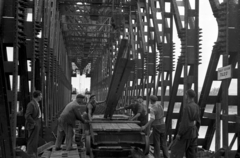 Hungary, Budapest, az Újpesti vasúti híd újjáépítése., 1954, UVATERV, bridge building, Fortepan #80013