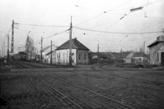 Magyarország, Budapest XXI., II. Rákóczi Ferenc út az Ady Endre útnál, jobbra a Csepel-Pesterzsébet HÉV-vonal kiágazása., 1960, UVATERV, HÉV, Budapest, Fortepan #80053