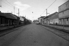 Magyarország, Budapest IV., Váci út a Tinódi utca felől a Perényi Zsigmond utca felé nézve. A távolban a Tungsram látszik., 1960, UVATERV, villamos, Budapest, Fortepan #80060