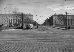 Magyarország, Budapest IV., Váci út, szemben az Árpád út., 1960, UVATERV, autóbusz, pótkocsi, Ikarus 60, ÁMG-márka, Budapest, Fortepan #80075