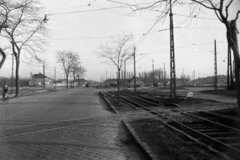 Magyarország, Budapest X.,Budapest IX., Üllői út (Vörös Hadsereg útja), balra a Ferihegyi repülőtérre vezető út torkolata, jobbra a Ferde utca (Ady Endre út) torkolata., 1960, UVATERV, Budapest, Fortepan #80080