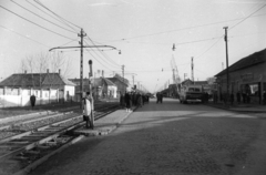 Magyarország, Budapest XIX., Üllői út (Vörös Hadsereg útja) a Vasút utca torkolatától a Budapest-Lajosmizse vasútvonal átjárója felé nézve., 1960, UVATERV, autóbusz, Budapest, Fortepan #80081