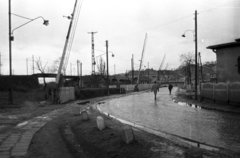 Magyarország, Budapest XI., vasúti átjáró a Fehérvári (Szabadság) úttól a Kővirág sor / Leányka utca felé. Háttérben a HÉV felüljárója., 1960, UVATERV, vasúti átkelő, Budapest, Fortepan #80110