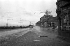 Magyarország, Budapest XXII., a Mária Terézia (Rózsa Richárd) utca és a Kossuth Lajos utca találkozása, szemben a Nagytétényi (Petőfi) út, jobbra a Tóth József utca torkolata., 1960, UVATERV, Budapest, FSO Warszawa, Fortepan #80116