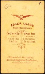 Magyarország, Harkány,Bonyhád, Adler Lajos fényírdai műterme., 1900, Fortepan, műterem, fényképész, hátlap, Fortepan #81005