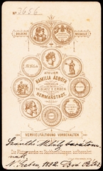 Románia,Erdély, Nagyszeben, Asbóth Kamilla műterme., 1900, Fortepan, műterem, fényképész, hátlap, Fortepan #81013