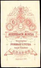 Románia,Erdély, Arad, Forray utca, Auerbach Miksa fényképész., 1900, Fortepan, műterem, fényképész, hátlap, Fortepan #81015