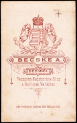 Magyarország, Veszprém, Kaszinó utca 32., Becske Aladár fényképészeti műterme., 1900, Fortepan, műterem, fényképész, hátlap, Fortepan #81030