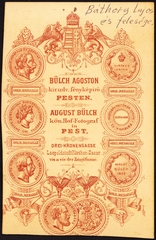 Magyarország, Budapest V., Hercegprímás (Nagykorona) utca, Bülch Ágoston fényképíró., 1900, Fortepan, műterem, fényképész, hátlap, Budapest, Fortepan #81062