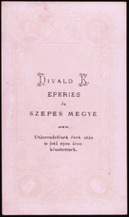 Szlovákia, Eperjes, Divald Károly fényképészeti műintézete., 1900, Fortepan, műterem, fényképész, hátlap, Fortepan #81087