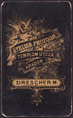 Románia,Erdély, Arad, Templom utca, Drescher Mária fényképész műterme., 1900, Fortepan, műterem, fényképész, hátlap, Fortepan #81097