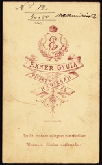 Magyarország, Nagykanizsa,Pécs, Exner Gyula fényképészete., 1900, Fortepan, műterem, fényképész, hátlap, Fortepan #81108