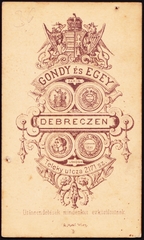 Magyarország, Debrecen, Teleki utca 2171, Gondy és Egey fényképészek., 1900, Fortepan, műterem, fényképész, hátlap, Fortepan #81133