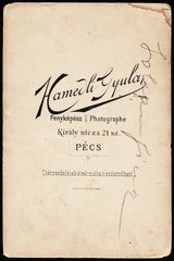 Magyarország, Pécs, Király utca 21., Hamedli Gyula fényképész., 1900, Fortepan, műterem, fényképész, hátlap, Fortepan #81156