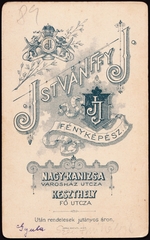 Magyarország,Balaton, Keszthely, Városház utca / Fő utca, Istvánffy J. fényképész, 1900, Fortepan, műterem, fényképész, hátlap, Fortepan #81175