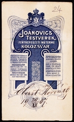 Románia, Kolozsvár, Mátyás király tér 32., Joánovics testvérek fényképészeti műterme., 1919, Fortepan, műterem, fényképész, hátlap, Fortepan #81179