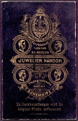 Szlovákia, Selmecbánya, Juwelier Nándor Fényképészeti műterme., 1900, Fortepan, műterem, fényképész, hátlap, Fortepan #81181