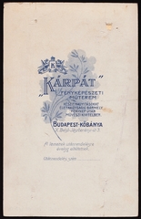 Magyarország, Budapest X., Körösi Csoma sétány (Belső Jászberényi út) 3., Kárpát fényképészeti műterem., 1908, Fortepan, műterem, fényképész, hátlap, Budapest, Fortepan #81187