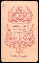 Hungary, Szolnok, Kaukál János festő és fényképész., 1900, Fortepan, studio, photographer, verso, Fortepan #81191