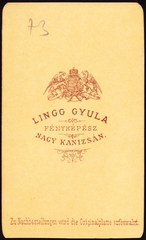 Magyarország, Nagykanizsa, Lingg Gyula fényképész., 1900, Fortepan, műterem, fényképész, hátlap, Fortepan #81249