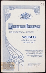 Hungary, Szeged, Kárász utca 7., Lintner Ferenc fényképész és festő., 1910, Fortepan, studio, photographer, verso, Fortepan #81253